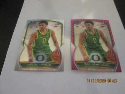 WILL RICHARDSON 2023 BOWMAN CHROME UNIVERSITY REGULAR & PINK 1ST BOWMAN RC #31 - Image 1 of 2
