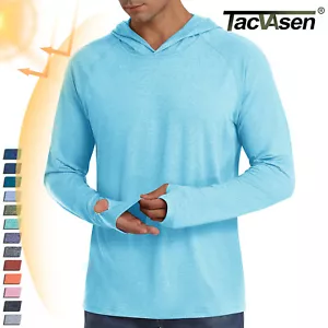 UPF50+ Men's UV Sun Shirts Outdoor Fishing Hoodies Long Sleeve Performance Tops - Picture 1 of 96