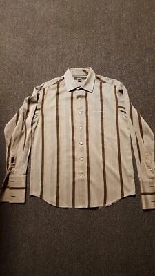 SEAN JOHN коричневый тональный диагональ в полоску хлопок LS кнопка спереди рубашка_India_L - Изображение 1 из 4