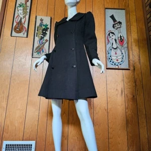 Vtg 60s Romantic Mod Young Edwardian Youthquake Micro Mini Puritan Dress Coat S - Picture 1 of 10