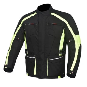 Chaqueta de motocicleta para hombre impermeable textil Cordura CE armadura Hiviz - Imagen 1 de 3