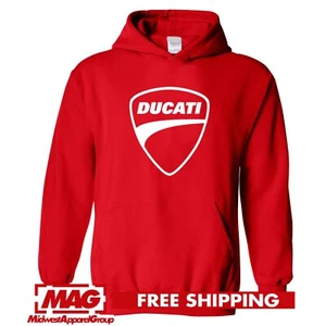 SUDADERA CON CAPUCHA ROJA DUCATI Logotipo Rojo Motocicleta Carreras Deporte Rally Bicicleta Sudadera MotoGP - Imagen 1 de 3
