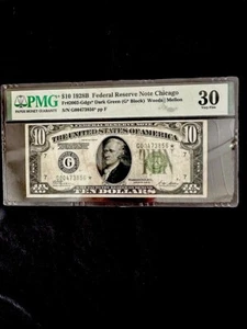 1928B $10,US PAPER MONEY,Federal Reserve Note Chicago PMG30 🌟star Note🌟 - Picture 1 of 4