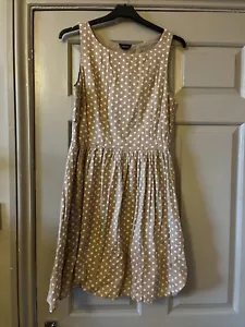 Topshop Dress Size 10 Corset Back Polka Dot Fitted Flared Knee Length Pinup Girl - Picture 1 of 4