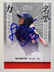 Tarjeta firmada por Tzu-Wei Lin Rize #9 2012 Boston Red Sox automática MLB RAD - Imagen 1 de 5