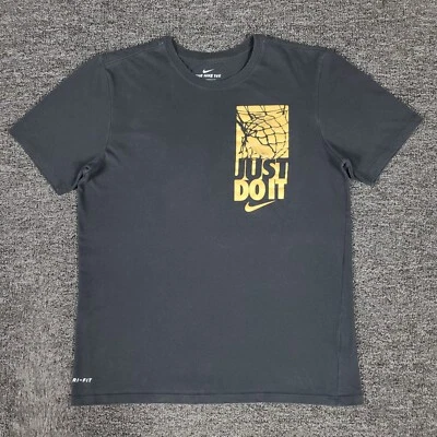 Nike Shirt Mens Medium Black Athletic Cut Dri Fit Just Do It Swoosh Basketball T - Image 1 of 4