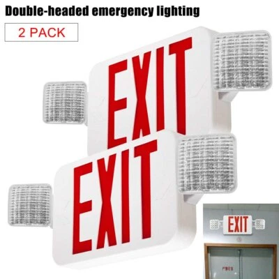 Emergency Exit Sign Dual Spot Light Public Fire/Power off Instruction Lamp 2LEDs - image 1 of 4