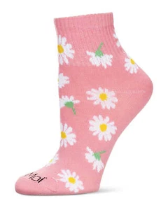 Women's Multi-Daisies Athletic Quarter Socks - Picture 1 of 1