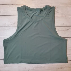 NWOT Womens Crop Activewear Tank Yoga Gym Crop Top Green Spandex Blend Sz L - Picture 1 of 8