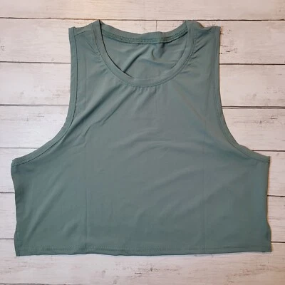 NWOT Womens Crop Activewear Tank Yoga Gym Crop Top Green Spandex Blend Sz L - Image 1 of 4