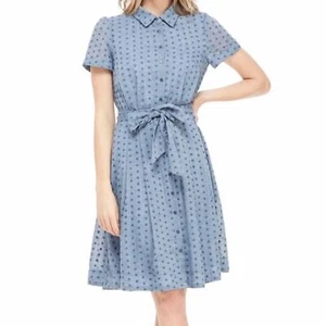 Gal Meets Glam Rebecca Chambray Shirtdress Blue Polka Dot size 12P - Picture 1 of 13