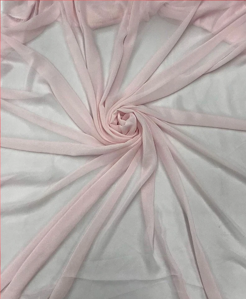 Tela lisa de gasa múltiple alta transparente rosa, 100 % poliéster 58" de ancho Foto 1 de 1