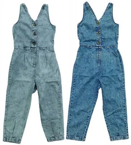 Girls Denim Dungaree V Neck Sleeveless Jumpsuit 3 to 12 Years - Picture 1 of 5