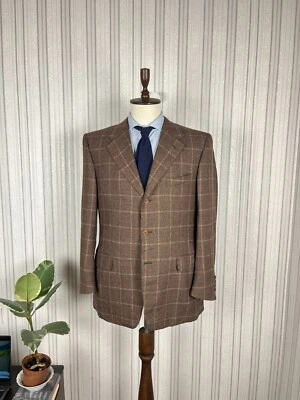Canali Brown Wool Windowpane Check 3 Button Italian Blazer 44, EU 54 - Image 1 of 4