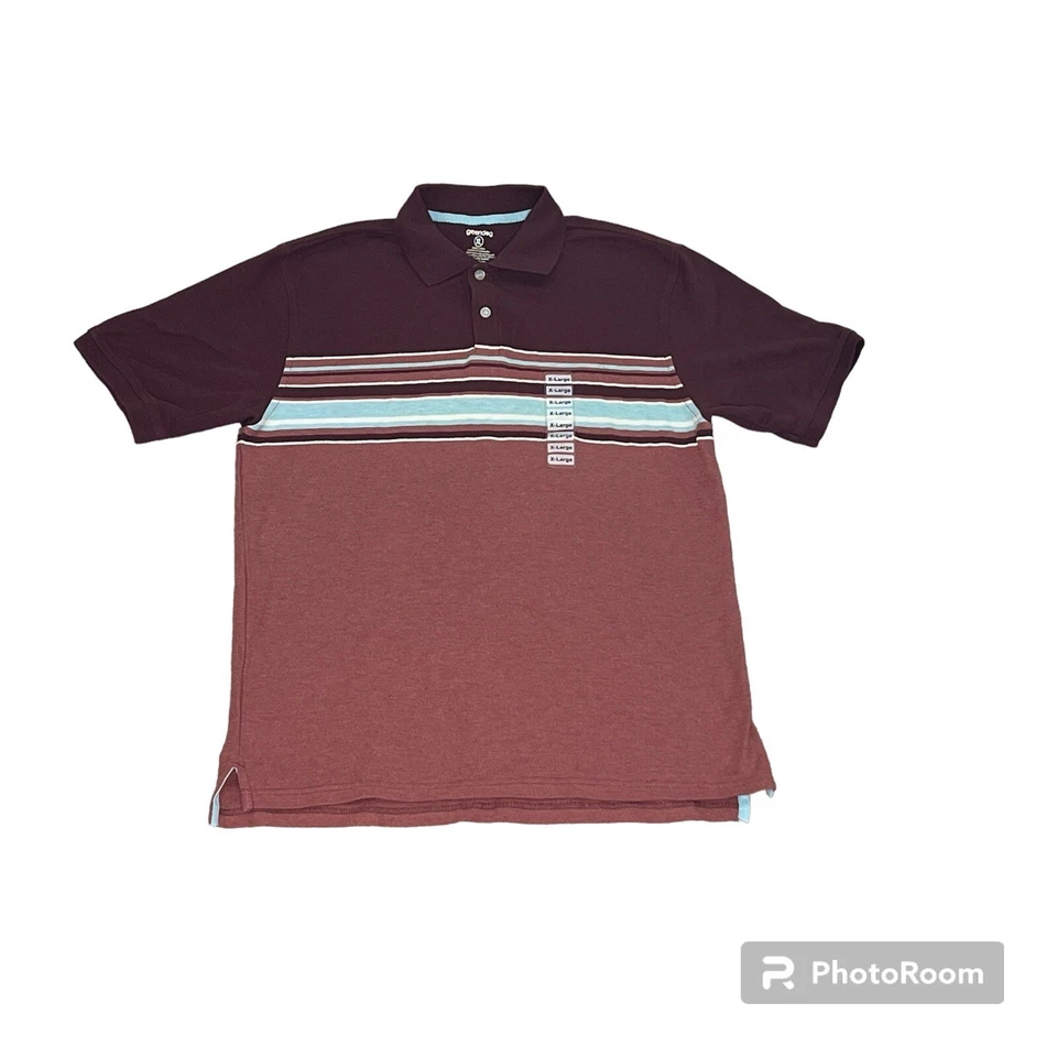 Camisa polo Greendog para hombre XL a rayas granate nueva con etiquetas Foto 1 de 4