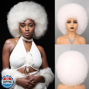 Pelucas afro blancas Wallden Hair para mujer peluca sin pegamento Wear and Go años 70 Afro Puff - Imagen 1 de 5
