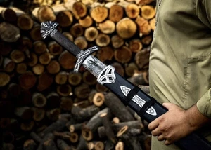 Espada Vikinga Damasco Hecha a Mano 37" | Espada Medieval Northman con Vaina - Imagen 1 de 6