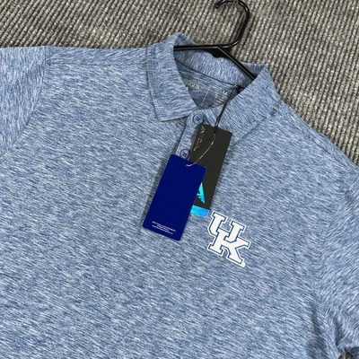 Camisa Polo Kentucky Wildcats Para Hombres Azul Medio Manga Corta Rendimiento SEC Nueva Foto 1 de 4