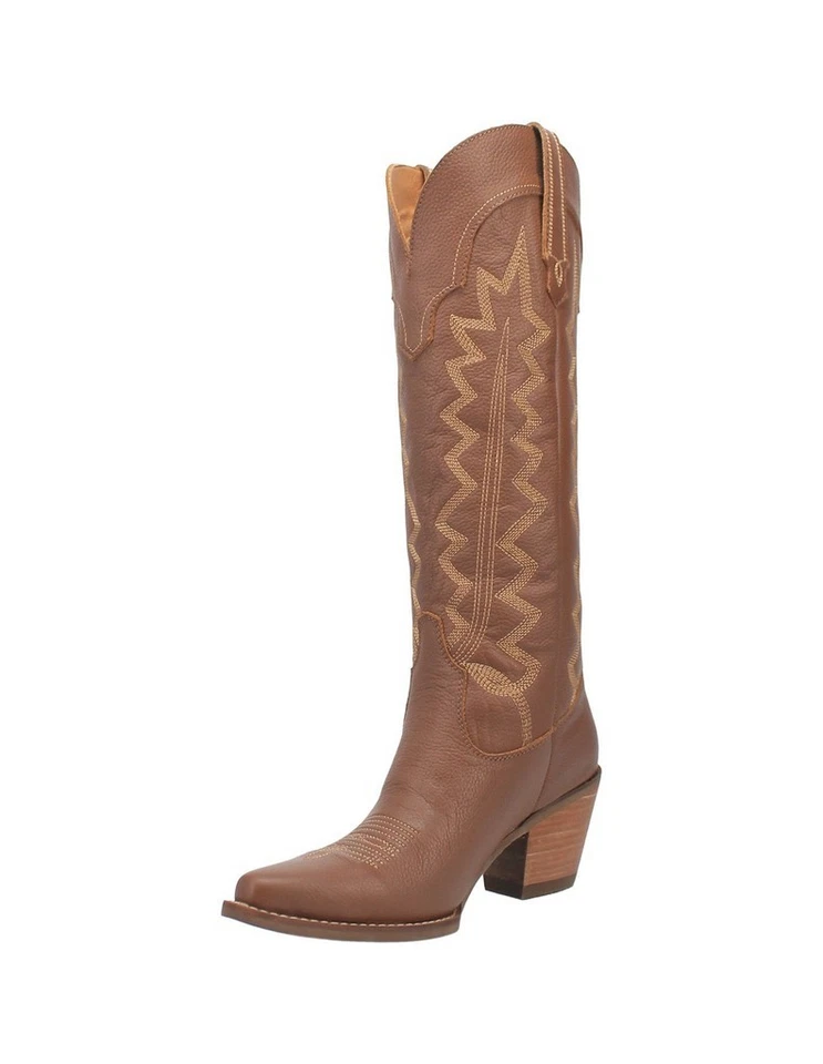 Dingo Western Boots Womens 16" High Cotton Snip Toe 8.5 M Brown DI936
