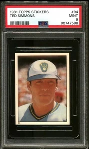 1981 Topps Stickers #94 Ted Simmons PSA 9 MILWAUKEE BREWERS MLB Baseball HOF Vtg - Picture 1 of 2