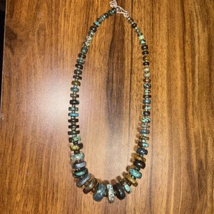 "Collar de plata esterlina DTR Jay King graduado con cuentas disco turquesa 18""" - Imagen 1 de 8