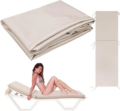2 Pcs Waterproof Chaise Lounge Cushion Cover  (Not Includes Cushion) beige - Image 1 of 3