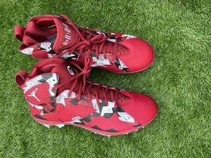 DV7324-661 Men’s 13 Jordan 7 Force Savage Oklahoma Sooners PE Football Cleats - Picture 1 of 12