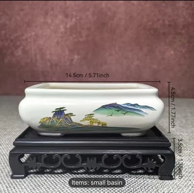 Small Handmade Ceramic Pot  with Durable Plastic Base Suitable for Bonsai/Plant - Image 1 of 3