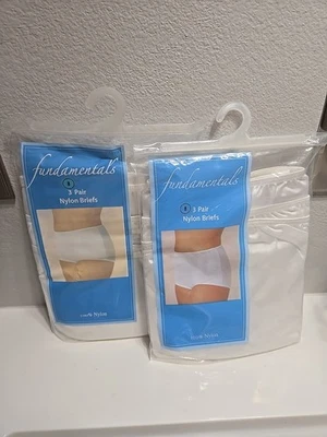 Paquete de 2 calzoncillos de nailon vintage de SEARS FUNDAMENTALS talla 8 de 3 bragas cada uno blanco nuevos en stock Foto 1 de 3