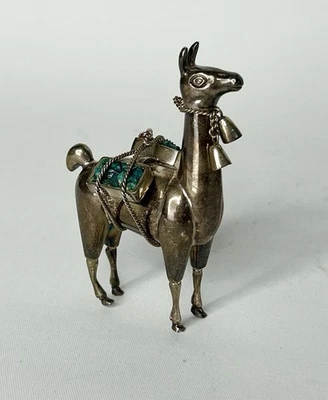 Figura Miniatura Llama Alpaca Hecha a Mano Turquesa Plata 925 Aprox 46 Gramos Foto 1 de 4