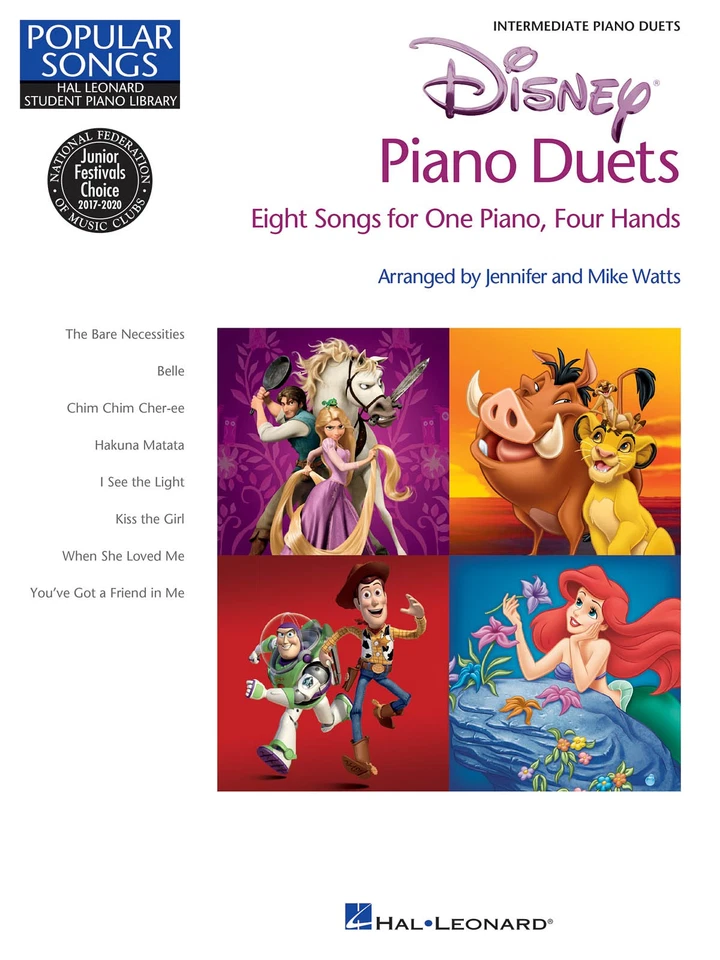 Disney Piano Duets Hal Leonard Student Popular Songs Movie Sheet Music Book - Image 1 of 1