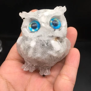 Natural White Howlite Crystal Quartz Stone Gravel Resin Owl Healing Decorate 1Pc - Picture 1 of 9