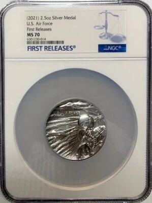 2021 U.S. AIR FORCE 2.5oz Silver Medal NGC MS70💥FLAWLESS QUALITY💥FIRST RELEASE - Image 1 of 4