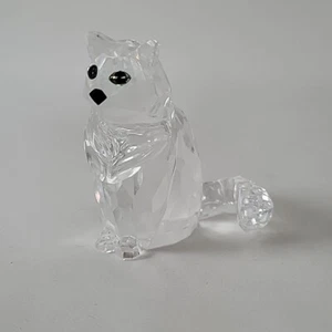 Swarovski Crystal Cat 1.75” Figurine Clear Green Eyes Sitting Black Nose - Picture 1 of 7
