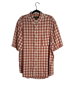 Vintage Timberland Men's Orange Plaid Short Sleeve Button-Down Shirt Size XL - Picture 1 of 9