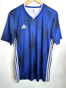 Adidas Tiro 19 Soccer Jersey Blue Black V-Neck Lightweight Men's size Medium NWT - Picture 1 of 7