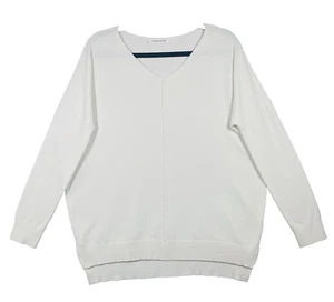 Womens Oversized Drop Sleeve Sweater Size M/L Relaxed Cozy Minimalist Ivory - Picture 1 of 11