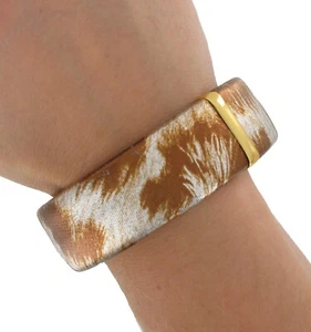 Satin Metallic Copper Silver Color Round Bangle Bracelet Ladies Small Size - Picture 1 of 2