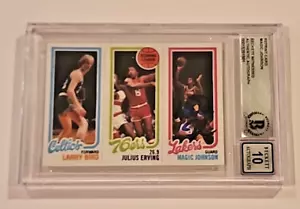 Magic Johnson Signed Autographed Magic Bird Irving Rookie Reprints Card Beckett - Picture 1 of 16