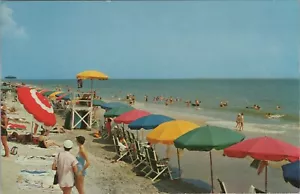 Virginia Beach Virginia umbrellas life guard station swimmers ocean E143 - Picture 1 of 2