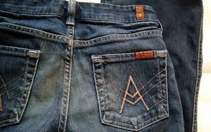 7 for All Mankind A Pocket Women's Size 24 Distressed Flare Designer Jeans - Picture 1 of 7