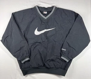 Vintage Nike Big Center Karo Pullover Windbreaker Jacke schwarz bestickt XL - Bild 1 von 7