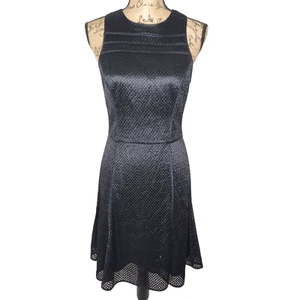 Nuevo vestido Banana Republic con monograma de malla acanalada hasta la rodilla talla 6 negro - Imagen 1 de 12