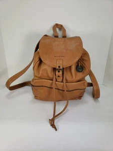 WANDERERS TRAVEL CO. THE BRYON TAN SOFT LEATHER BUCKET STYLE BACKPACK WOMEN'S - Picture 1 of 19