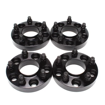 2015-2023 Ford Mustang 5X114.3 Wheel Spacers Hub Centric Black 14x1.5 Stud 1'' - Image 1 of 4