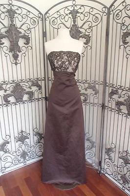 151 VESTIDO DE DAMA DE HONOR FORMAL SIN TIRANTES TALLA 8 JORDAN MARRÓN CON ENCAJE Foto 1 de 4