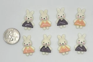 14pcs x 1 1/4" Mix Resin Bunny Girl Flatback Embellishments w/Skirt/Cute SB438 - Picture 1 of 4