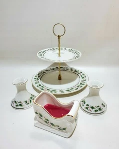 Royal Limited Holly Holiday 2 Tier Dessert Stand/Sled Candle/ Candle Holders Set - Picture 1 of 12