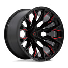 Fuel 1Pc D823 Flame 22X12 6X139.7 -44 Gloss Blk Milled With Candy Red Wheel Rim