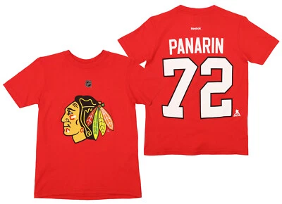 Camiseta manga corta Reebok NHL Youth Chicago Blackhawks Artemi Panarin #72, roja Foto 1 de 4